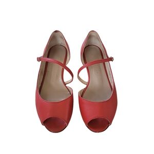 Clutch Red Leather Peep Toe Shoes